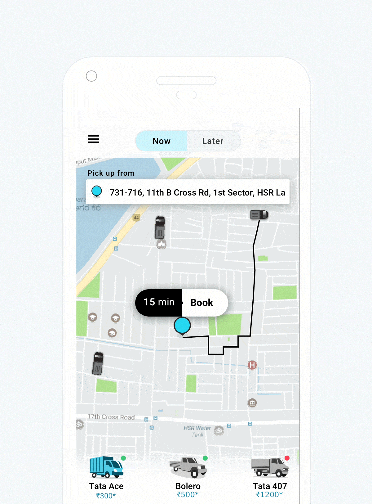 Transition when user wants to change the pickup location