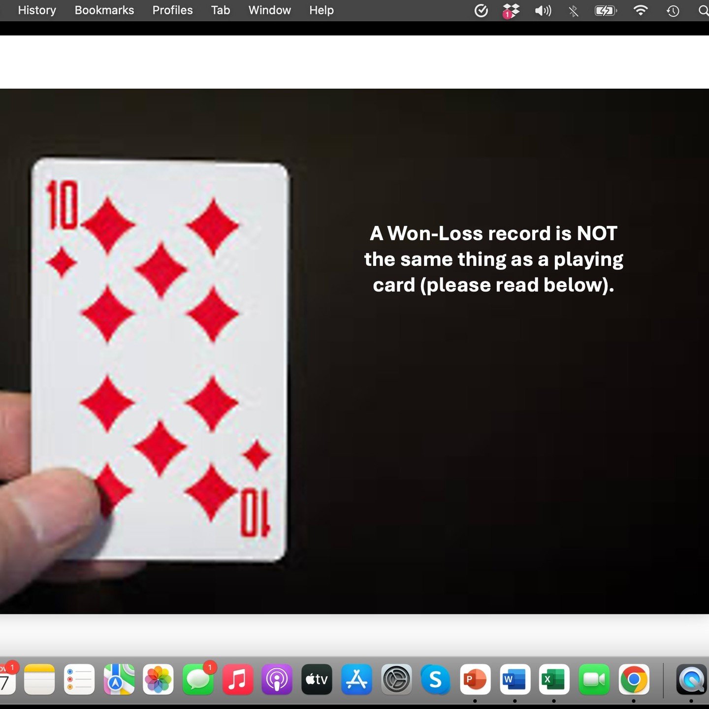 When some card games end in a tie, some people use a single card draw to break the tie. Simply put, whoever draws the better card (e.g., a 10 vs a 4) wins the game.

Some of the most challenging sport mental training work is to help athletes understa