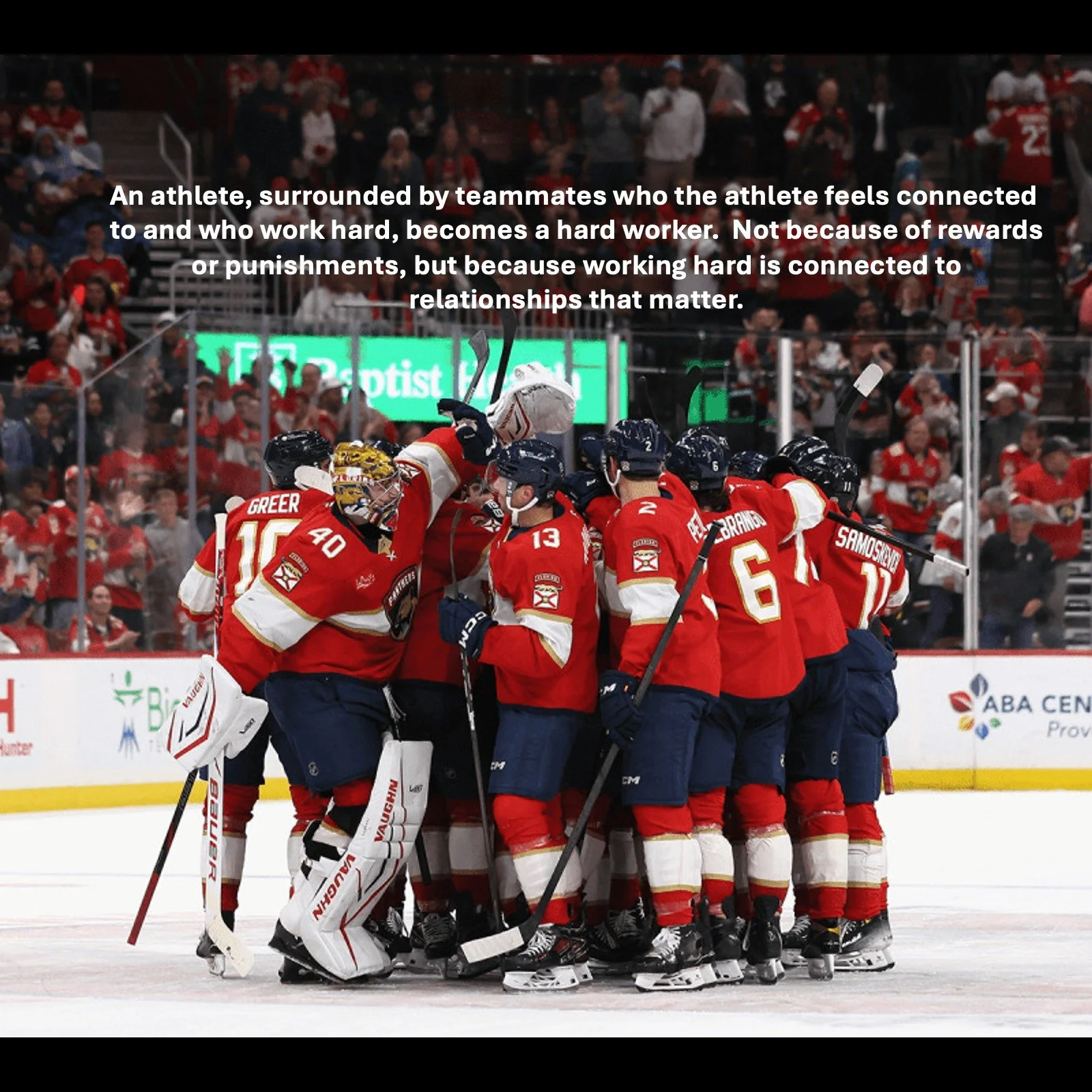 The impact of connected teammates on an individual athlete's approach to sport cannot be overstated. Research has shown that people have an innate need, as part of being a social being, to fit in. It is important for people to feel like they belong t