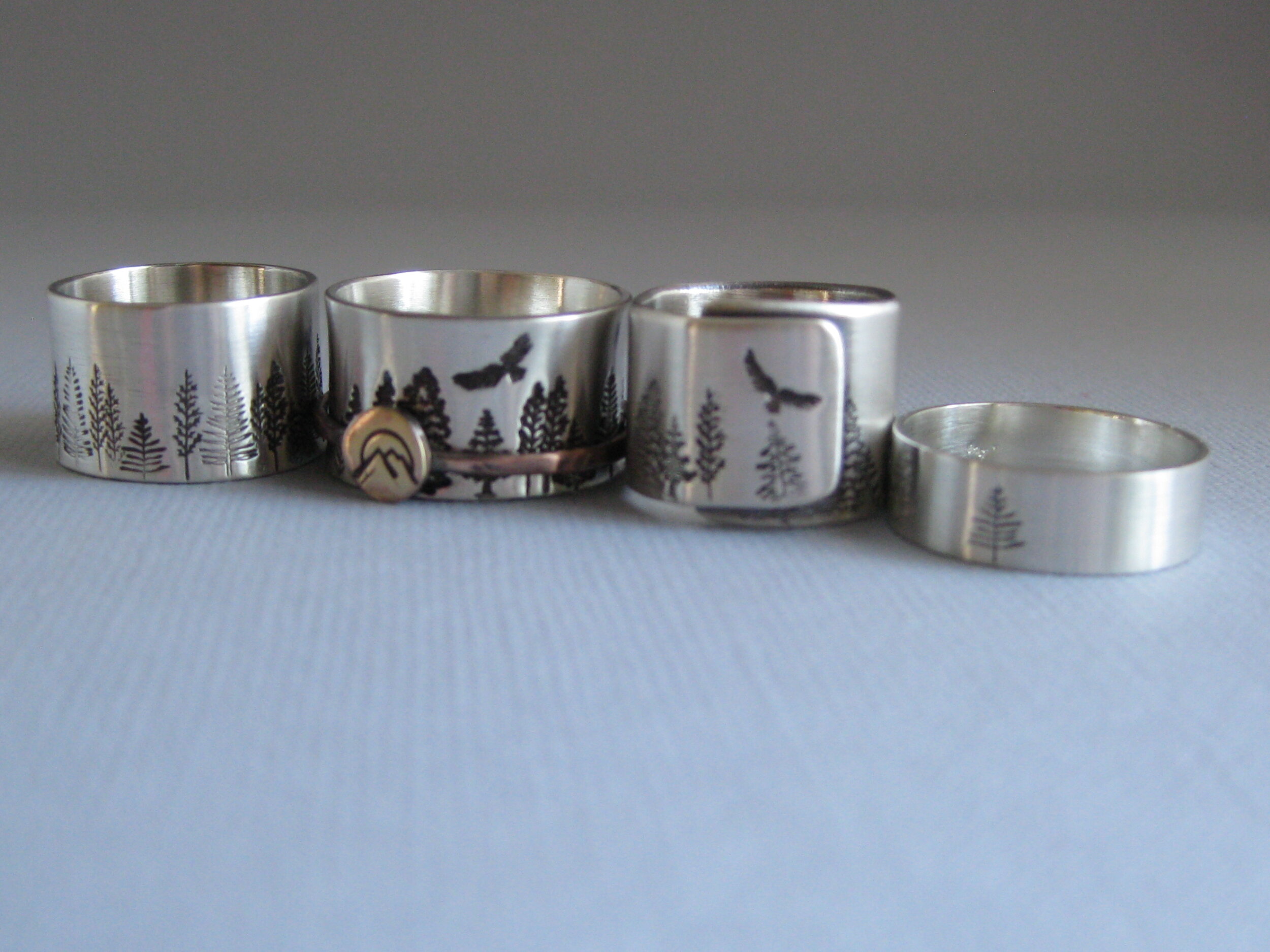 Various stamped sterling rings