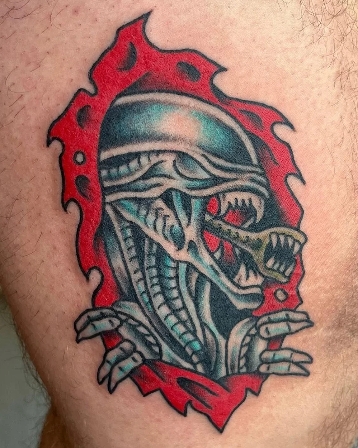 Xenomorph by @sknapp_ink tattooed at @twosonstattoo Open Mon-Sat 12-8pm. Walk-ins welcome and appointments booked!
