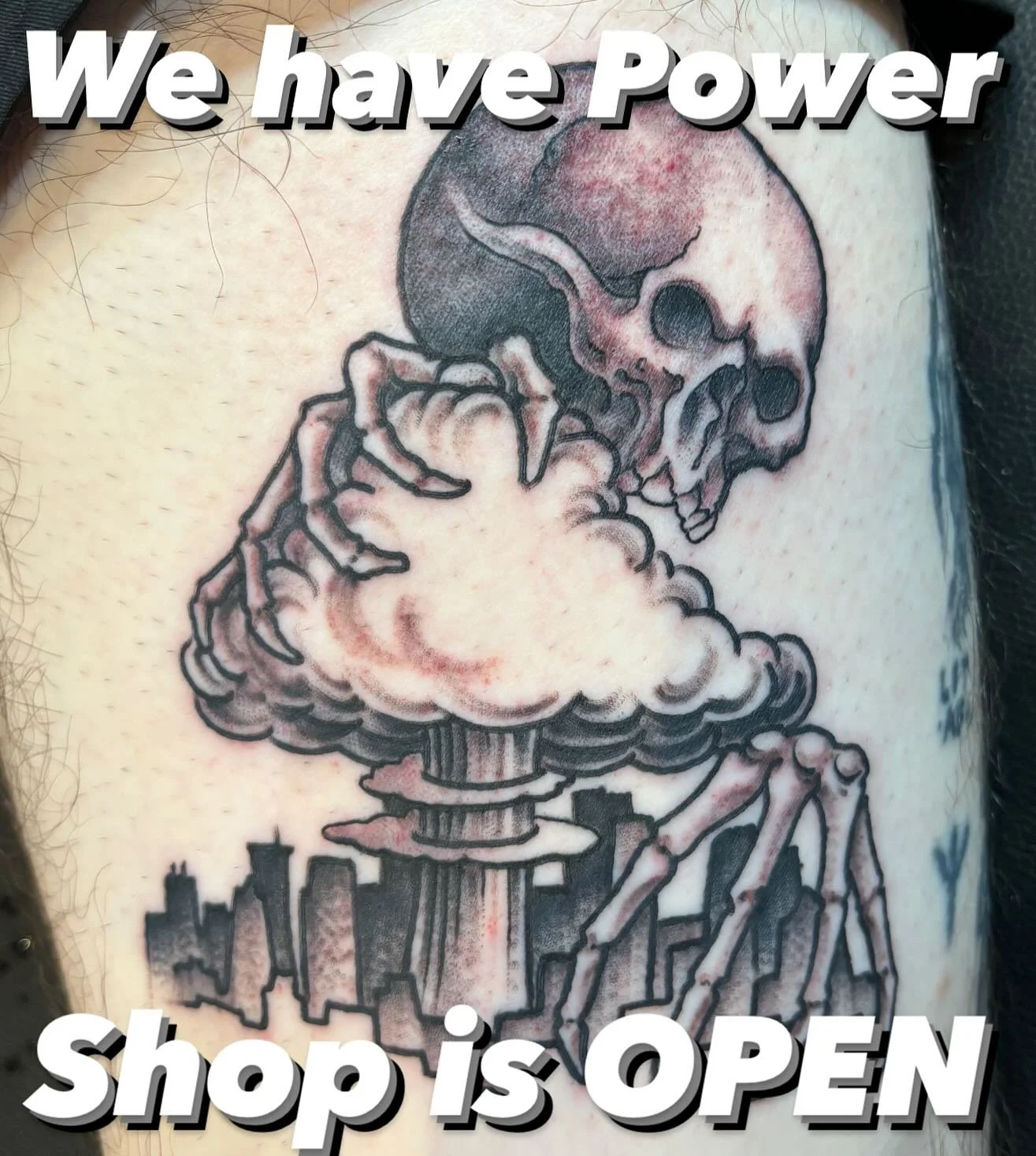 We did not lose power in the storm, we are OPEN for business as usual! 12-8, walk-ins are welcome and on a first come, first served basis. @twosonstattoo
