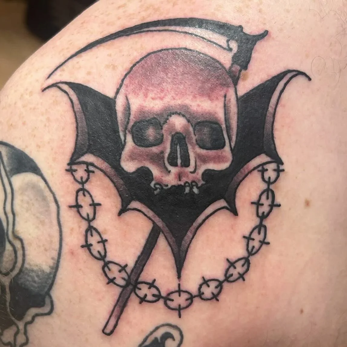 Tattooed by @willpaultattoos design from on of his original sheets of designs that hangs on the wall of Two Sons. We are open Mon-Sat 12-8 for appointments and walk-ins. @twosonstattoo @willpaultattoos @twosonstattoo @willpaultattoos