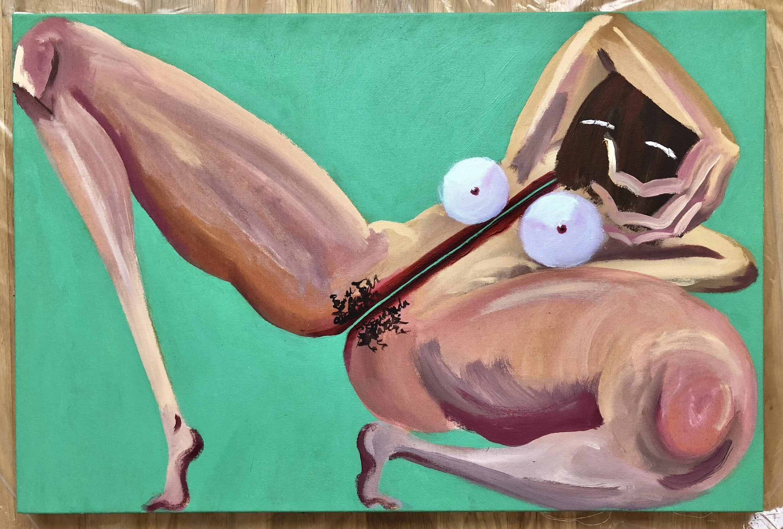 Recline, 2018. Acrylic on canvas. 24" x 12". (Copy)