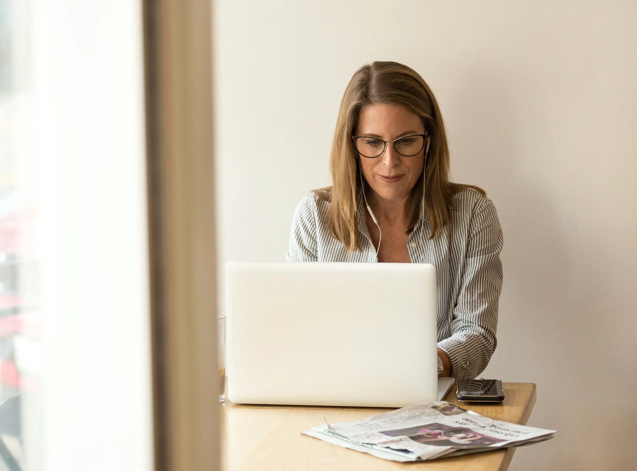 Property manager looking at computer