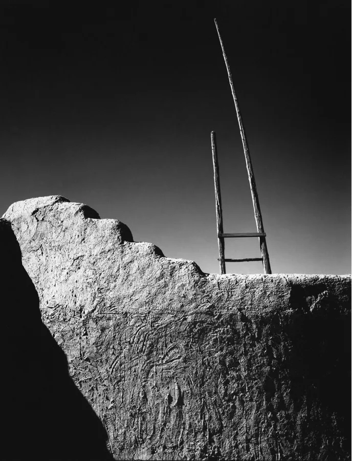 adobe wall with hand made ladder