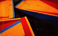 orange abstract triangles on a black field