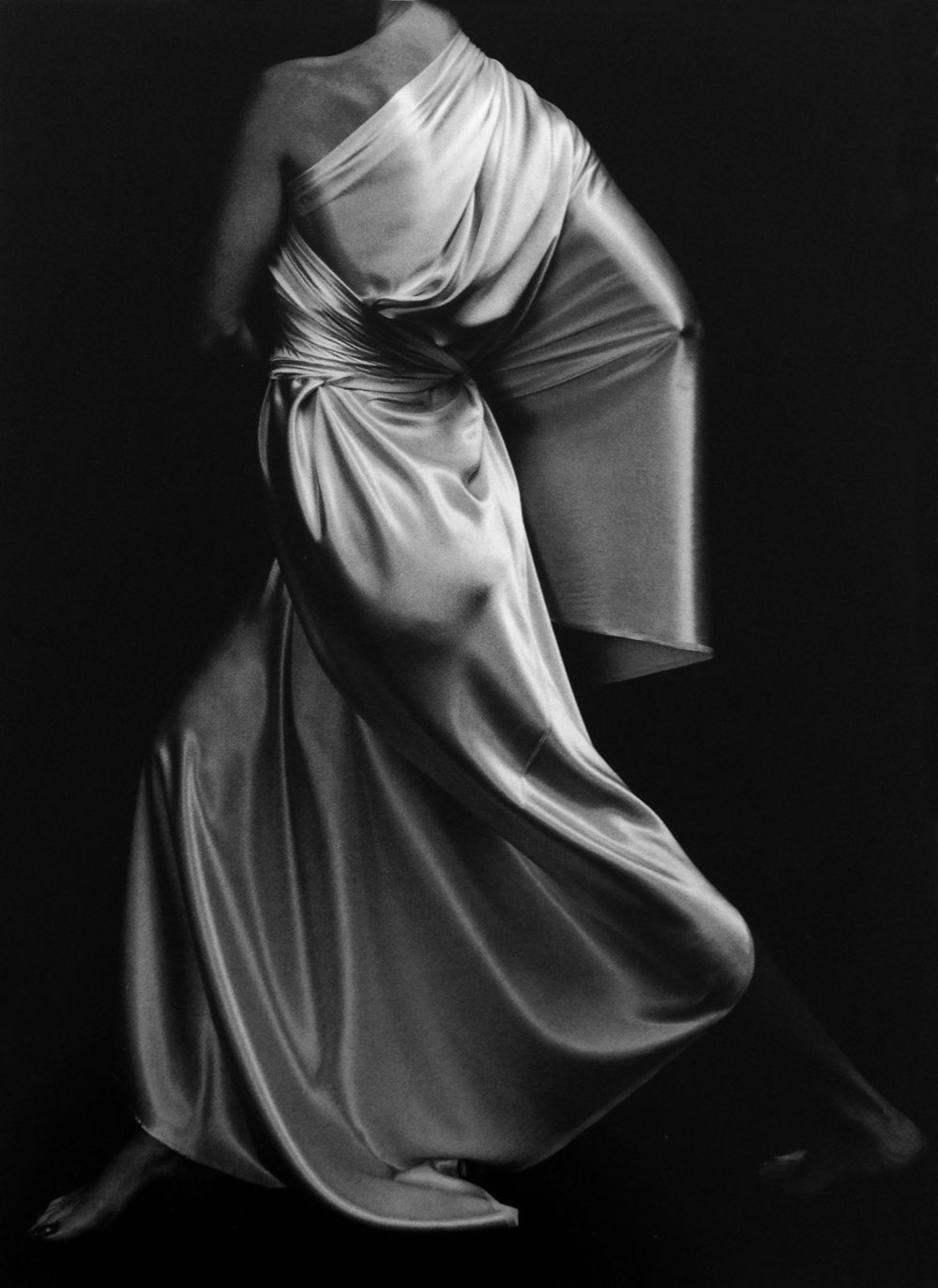 woman in flowing satin