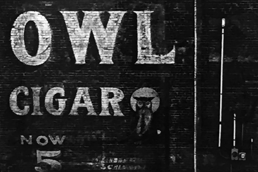 Owl Cigar advertisement mural