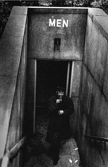 stairs down to mens room