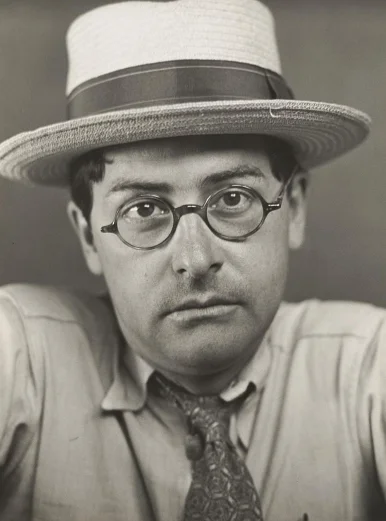 Jean Charlot, portrait man in hat glasses tie