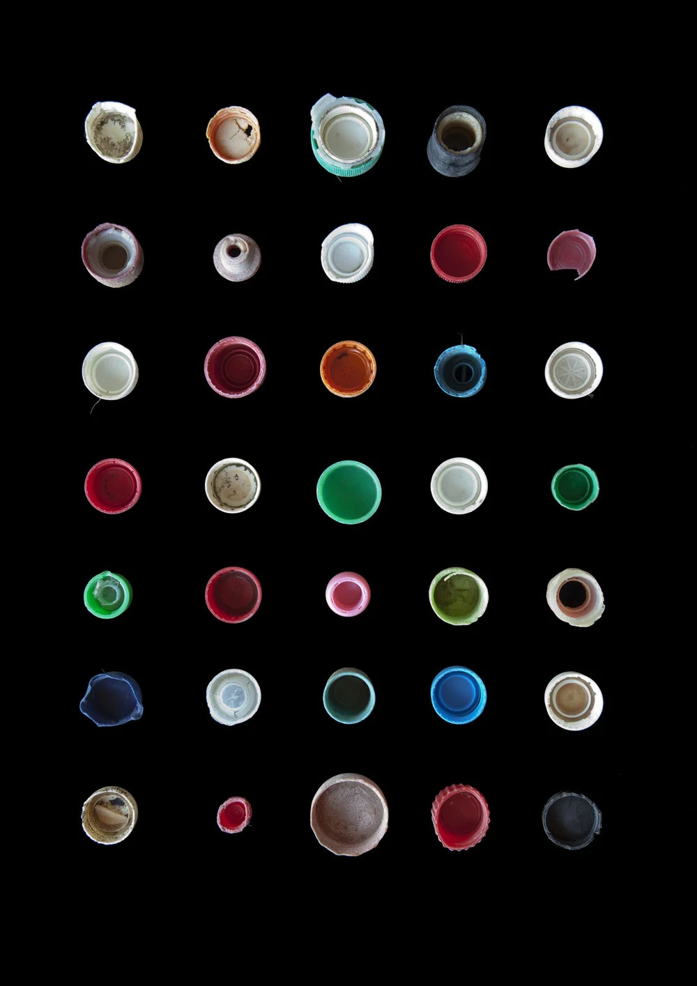 grid of bottle caps