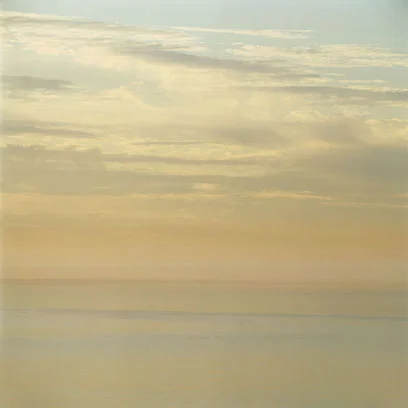 yellow blue seascape pale clouds stripes