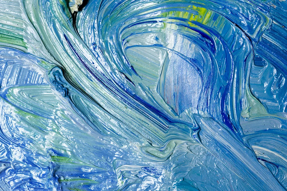 blue tones thick paint swaths