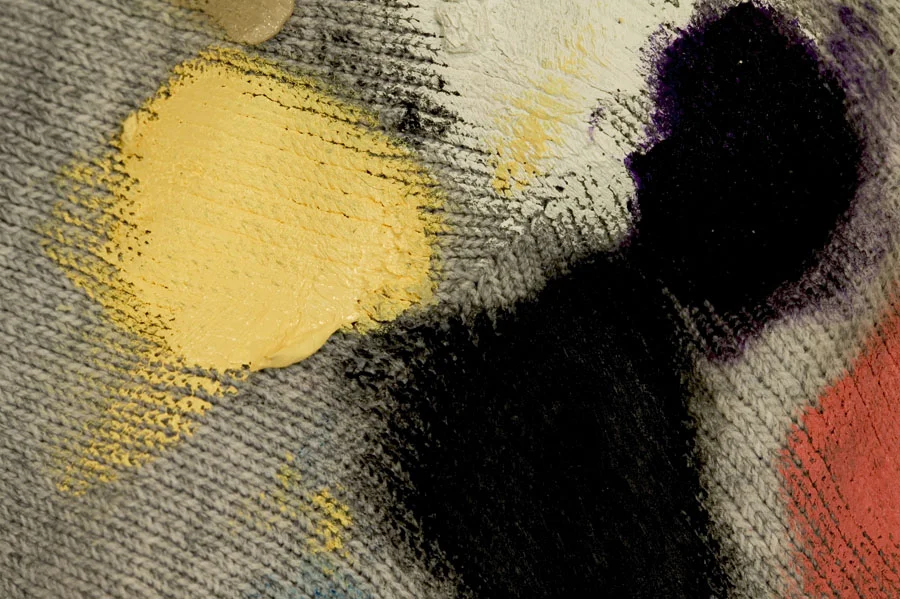 cloth yellow black white red paint blotch
