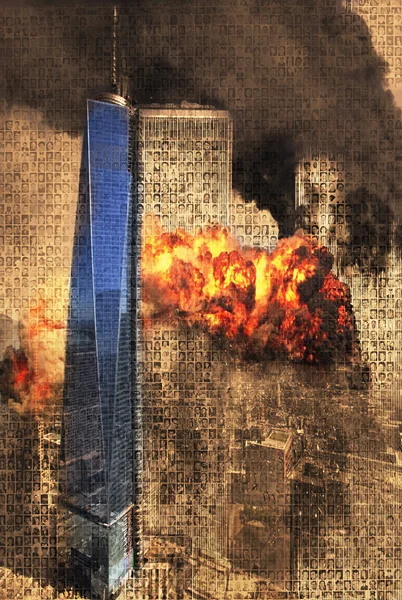 portraits over exploding building new building