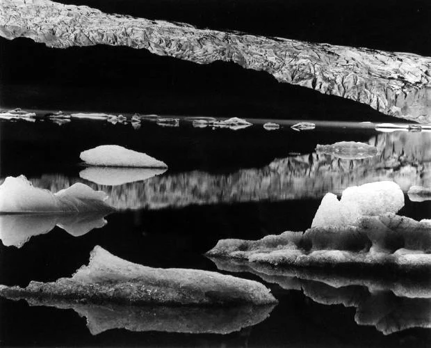 abstract black water white ice mirror reflection