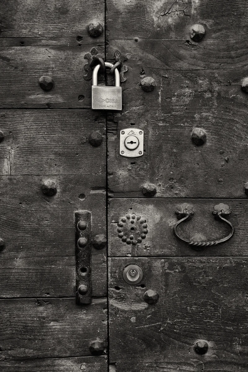 detail locks old wooden door
