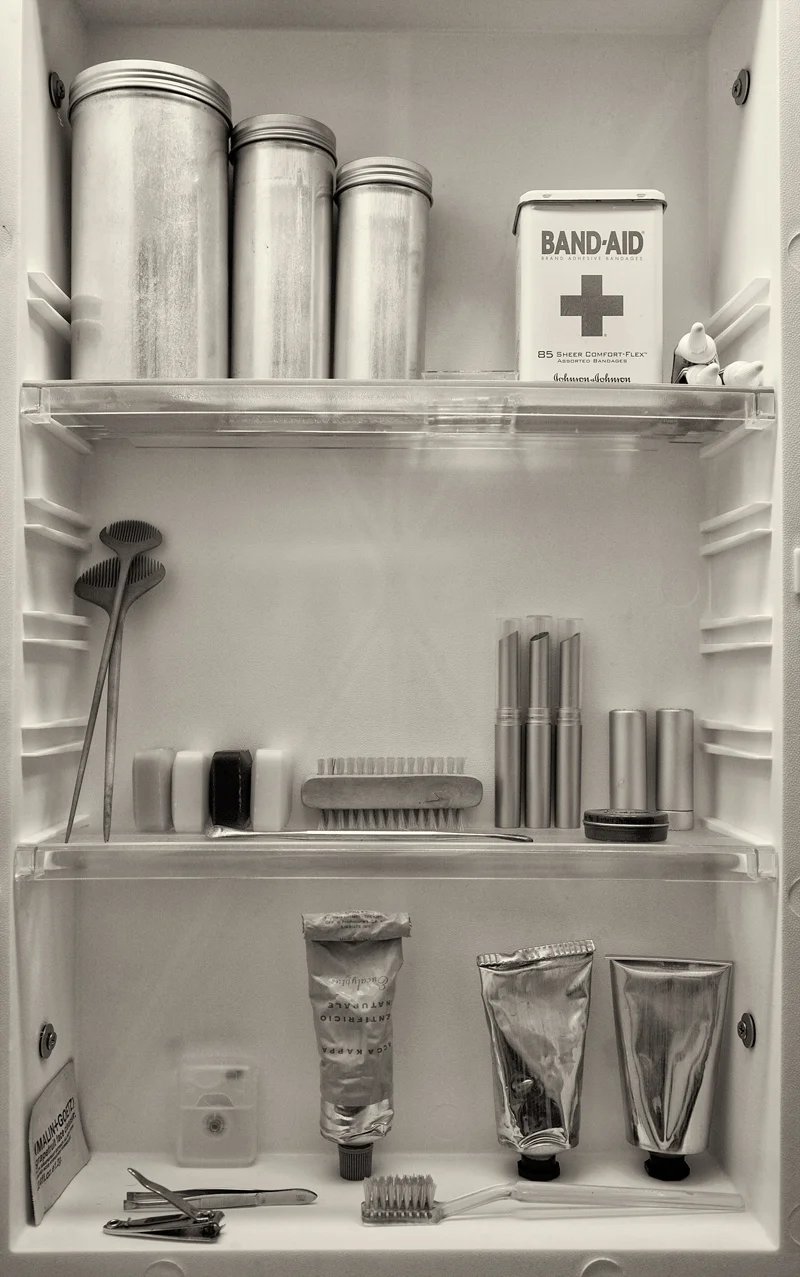 medicine cabinet with contents
