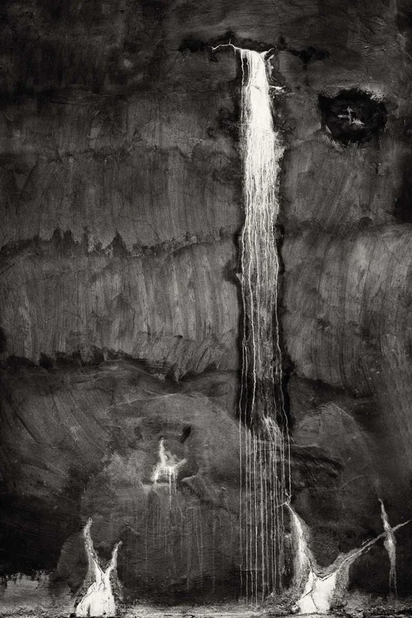 waterfall in cavernous space