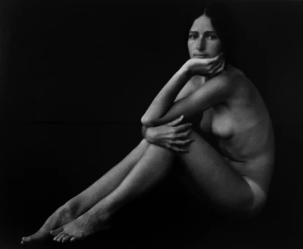 seated nude black and white