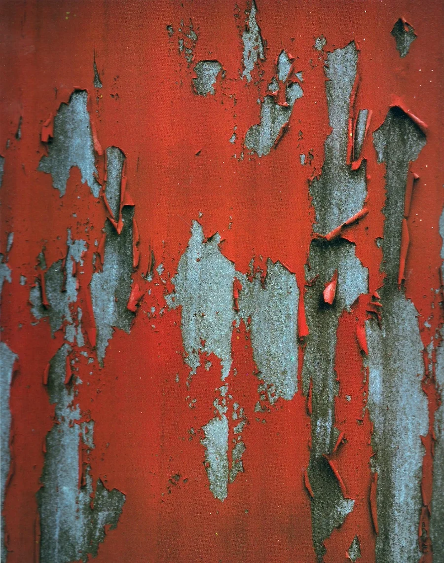 abstract textural peeling paint on exterior wall
