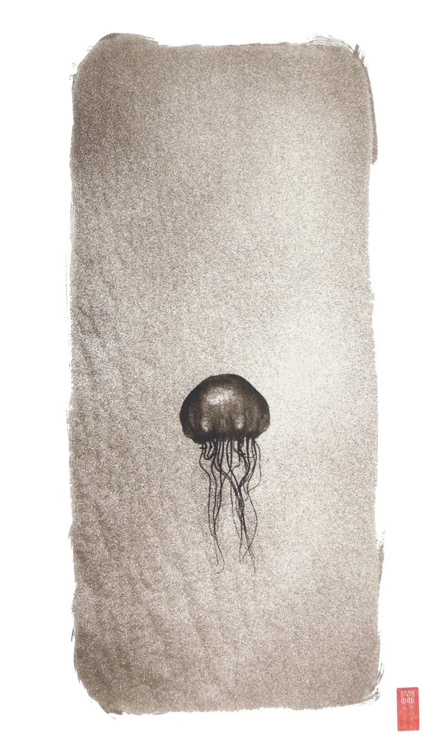 jellyfish against sea floor underwater