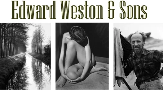 art show poster edward weston & sons 3 photos: canal, nude woman, man with camera