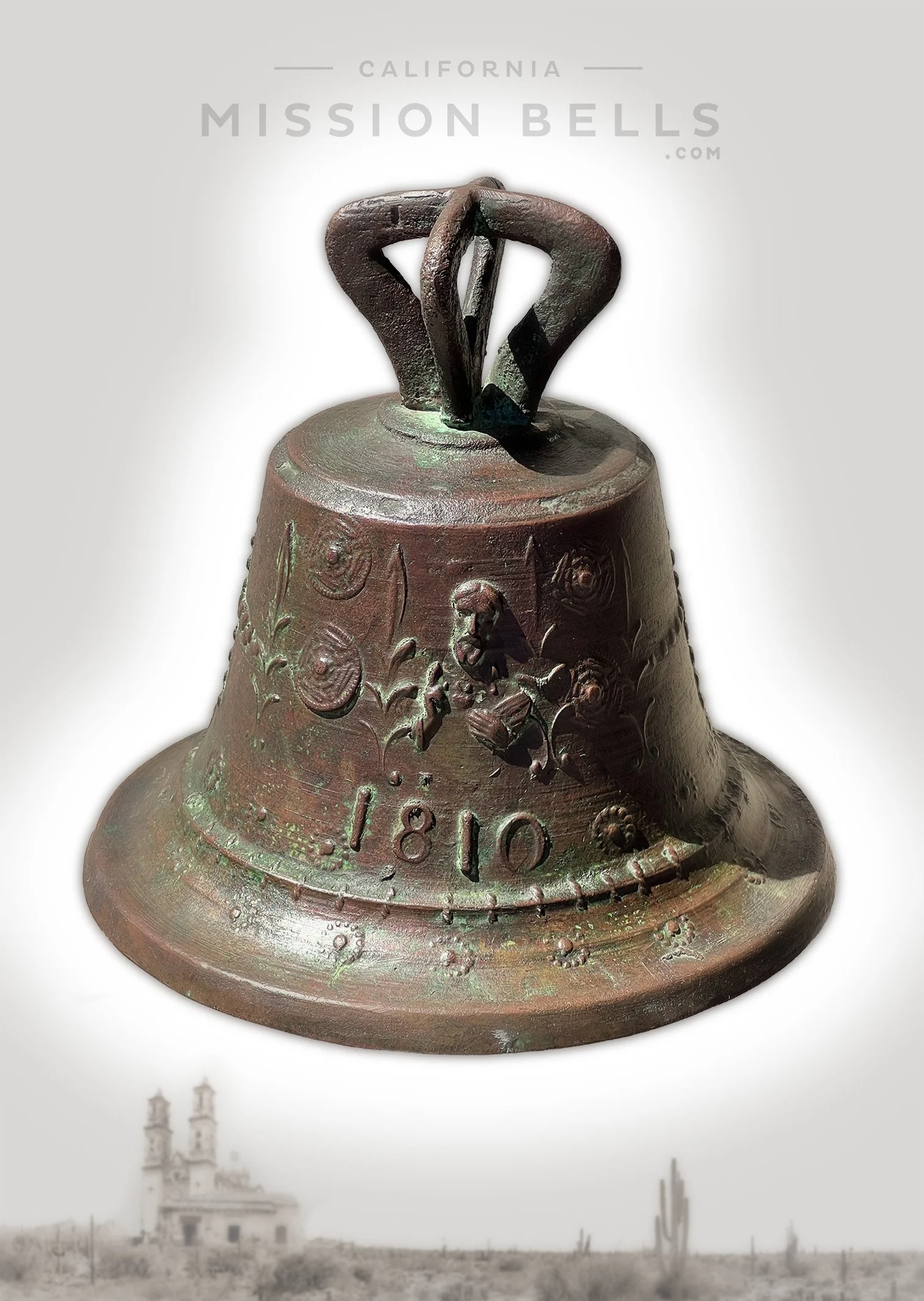 9.5 INCH 1810 CHRIST BLESSING MISSION STYLE BELL