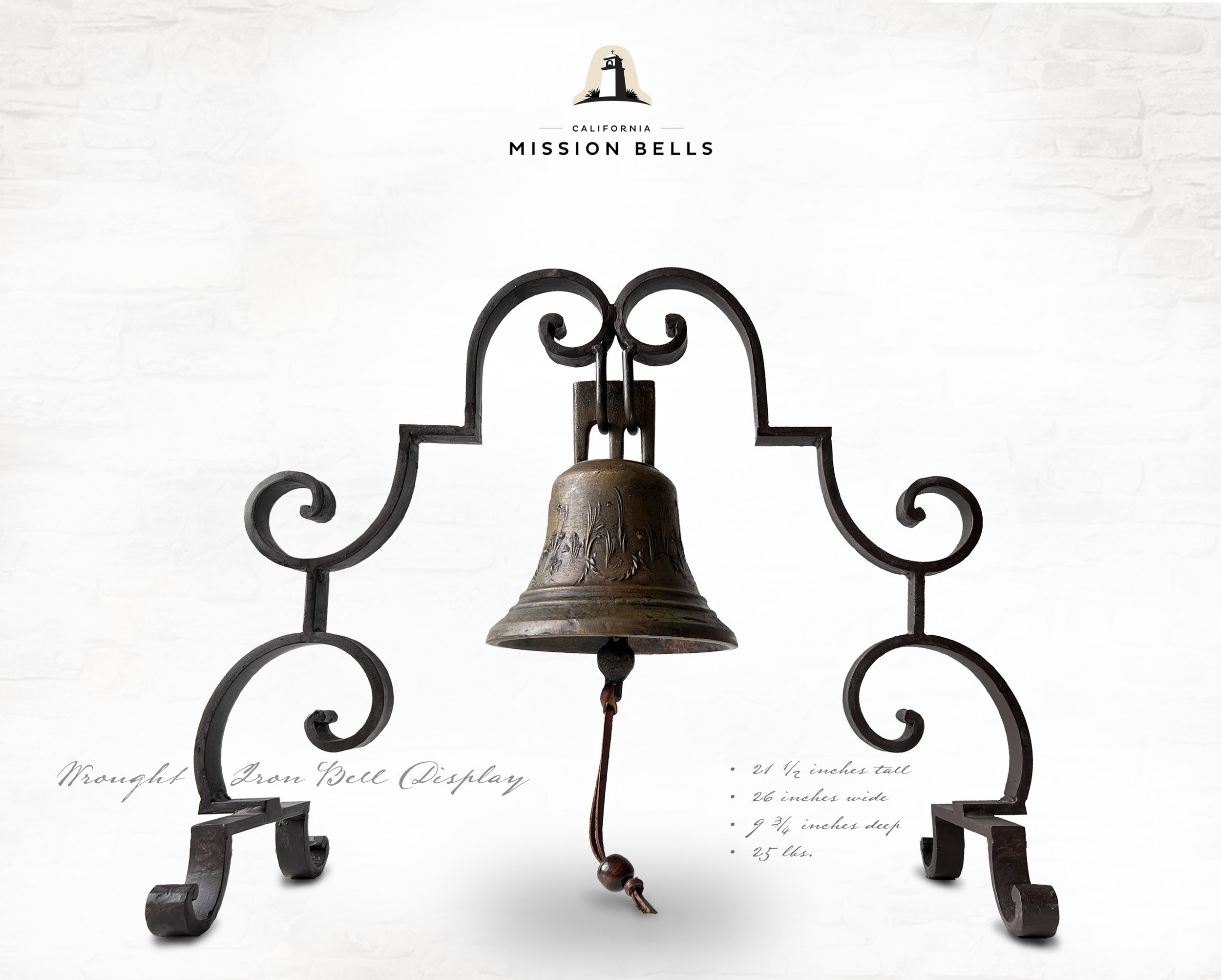 WROUGHT IRON Spanish Colonial MISSION BELL DISPLAY