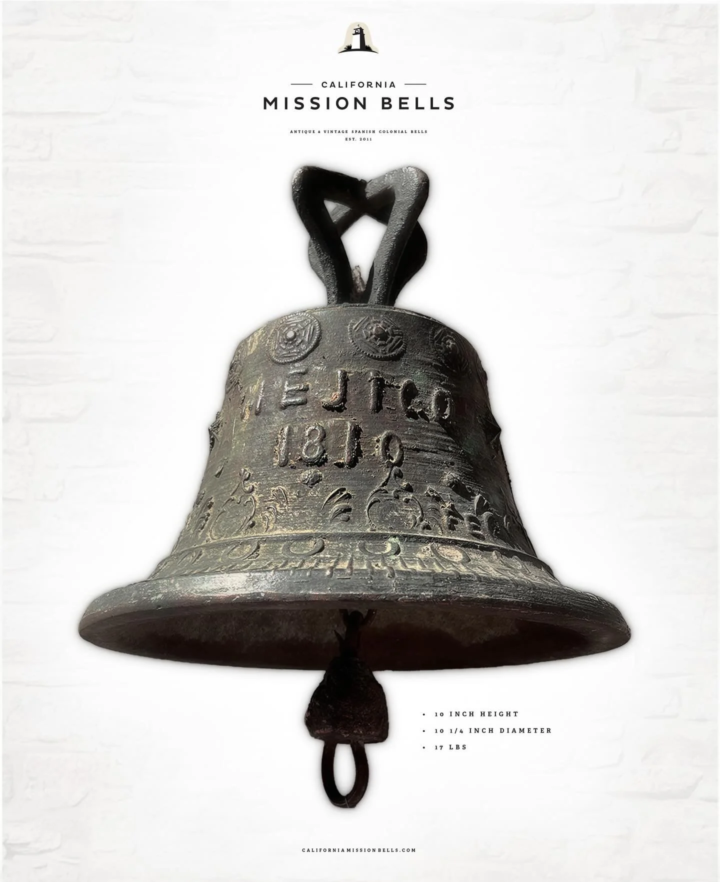 10&rdquo; vintage handcrafted bell cast of bronze mottled with warm and cool brown coloring. Loud, resounding ring.
*
*
*
#missionbell #missionbells #spanishmission #spanishcolonial #spanishcolonialbell #spanishcolonialstyle #spanishcolonialdecor #an