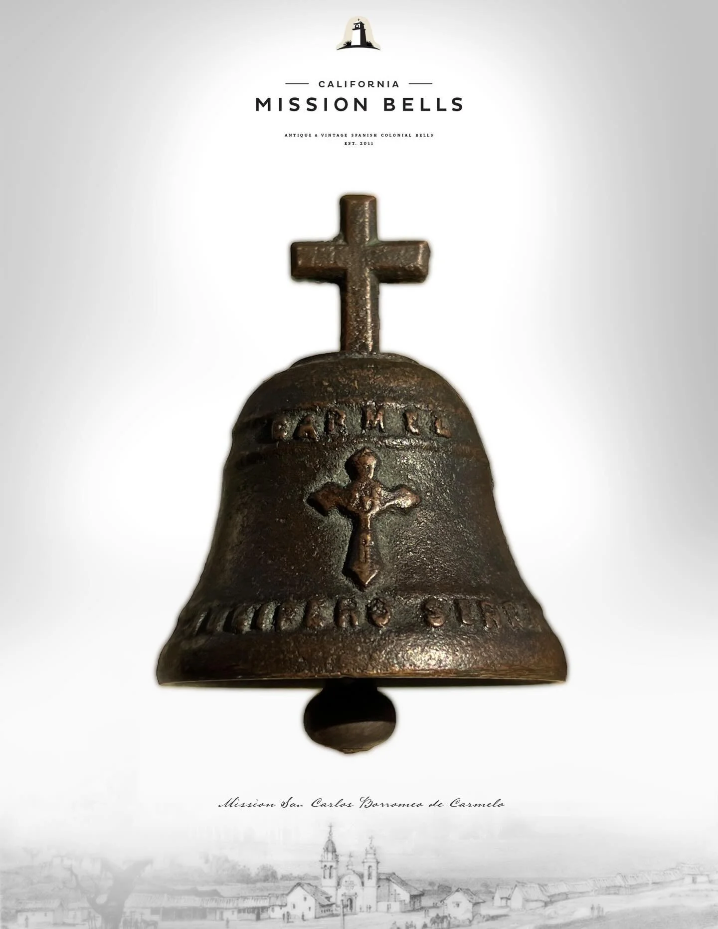 100-year-old bronze mini replica bell of Mission San Carlos Borromeo del R&iacute;o Carmelo (Mission Carmel).&nbsp;Designed and cast by the Forbes Foundry of Los Angeles, California between 1914 and 1937.
*
*
*
#missionbell #missionbells #spanishcolo