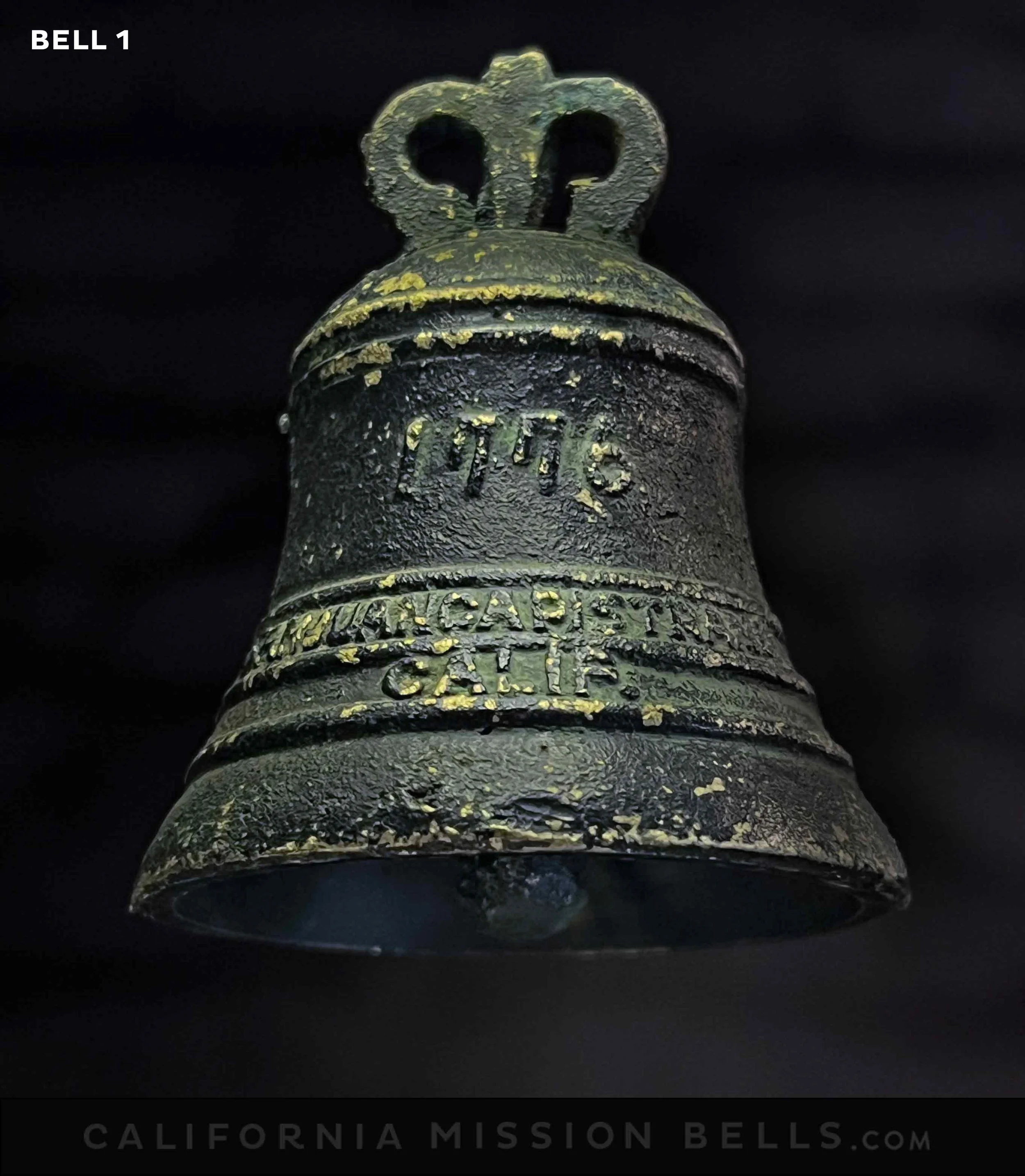 Antique Mission Bell, San Juan Capistrano Brass 1b.jpg