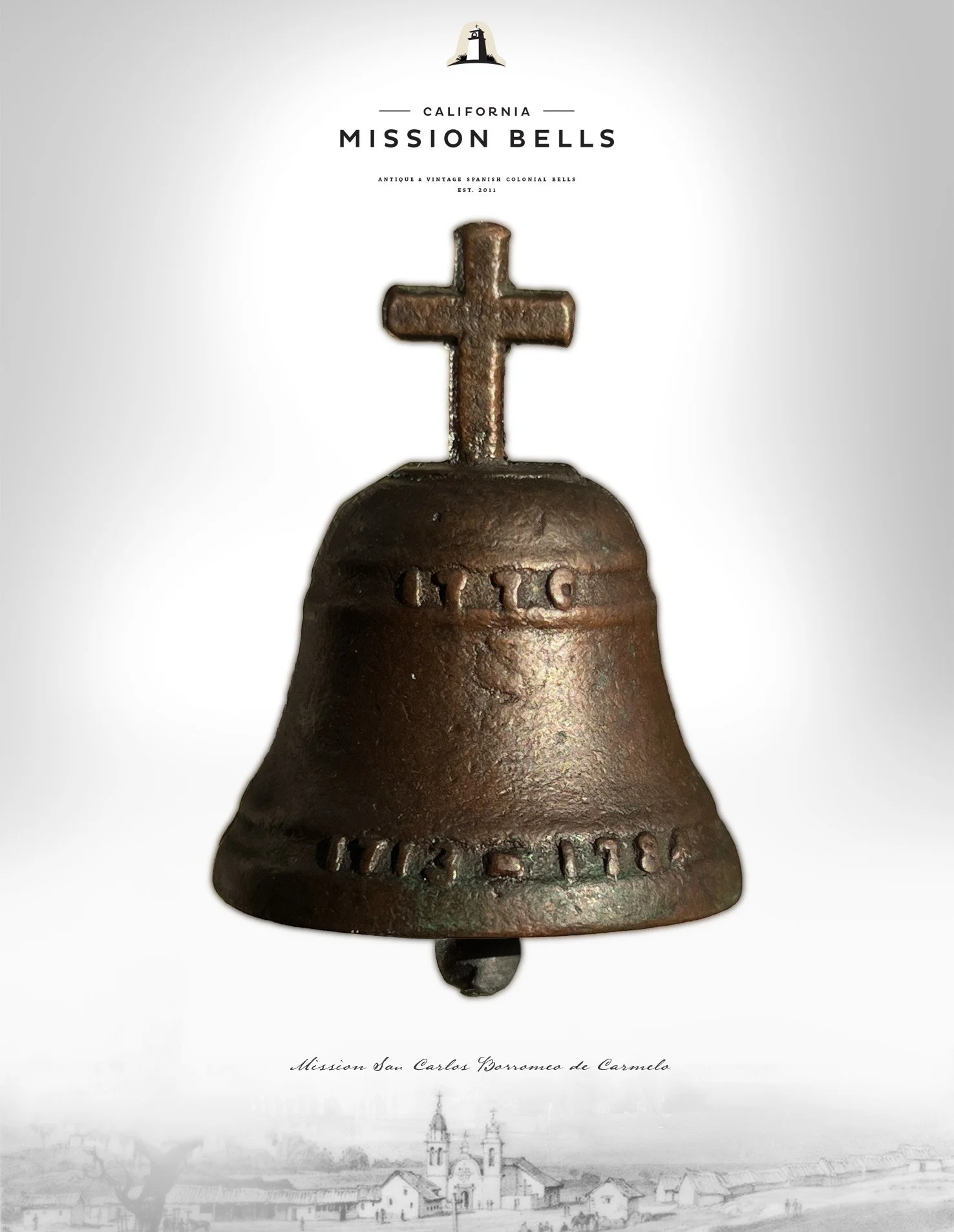 Antique Mission Carmel Bell. El Camino Real mission bells for sale. Used mission bells for sale.