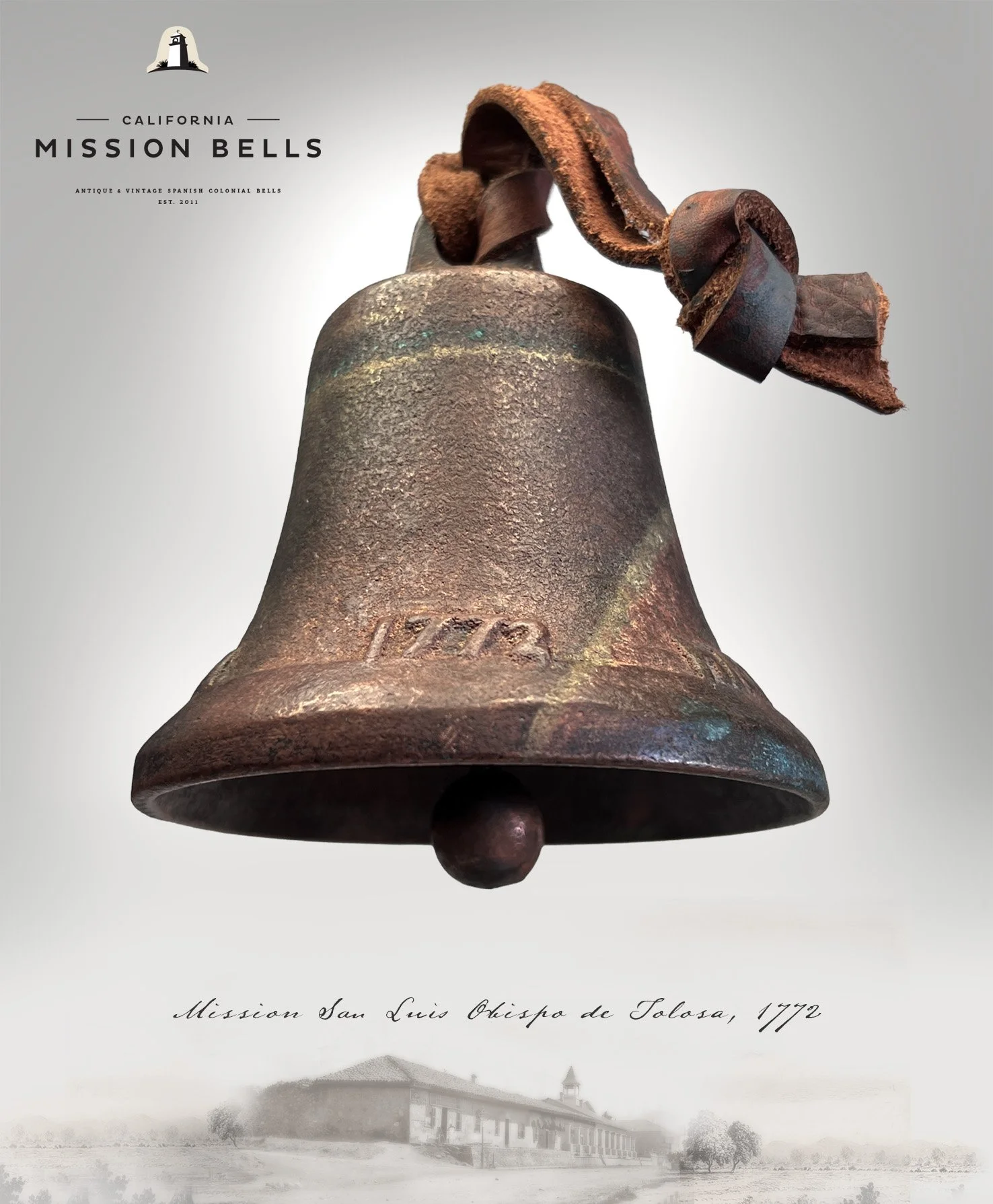 Antique Mission Bell, San Luis Obispo, Forbes. El Camino Real mission bells for sale. Used mission bells for sale.