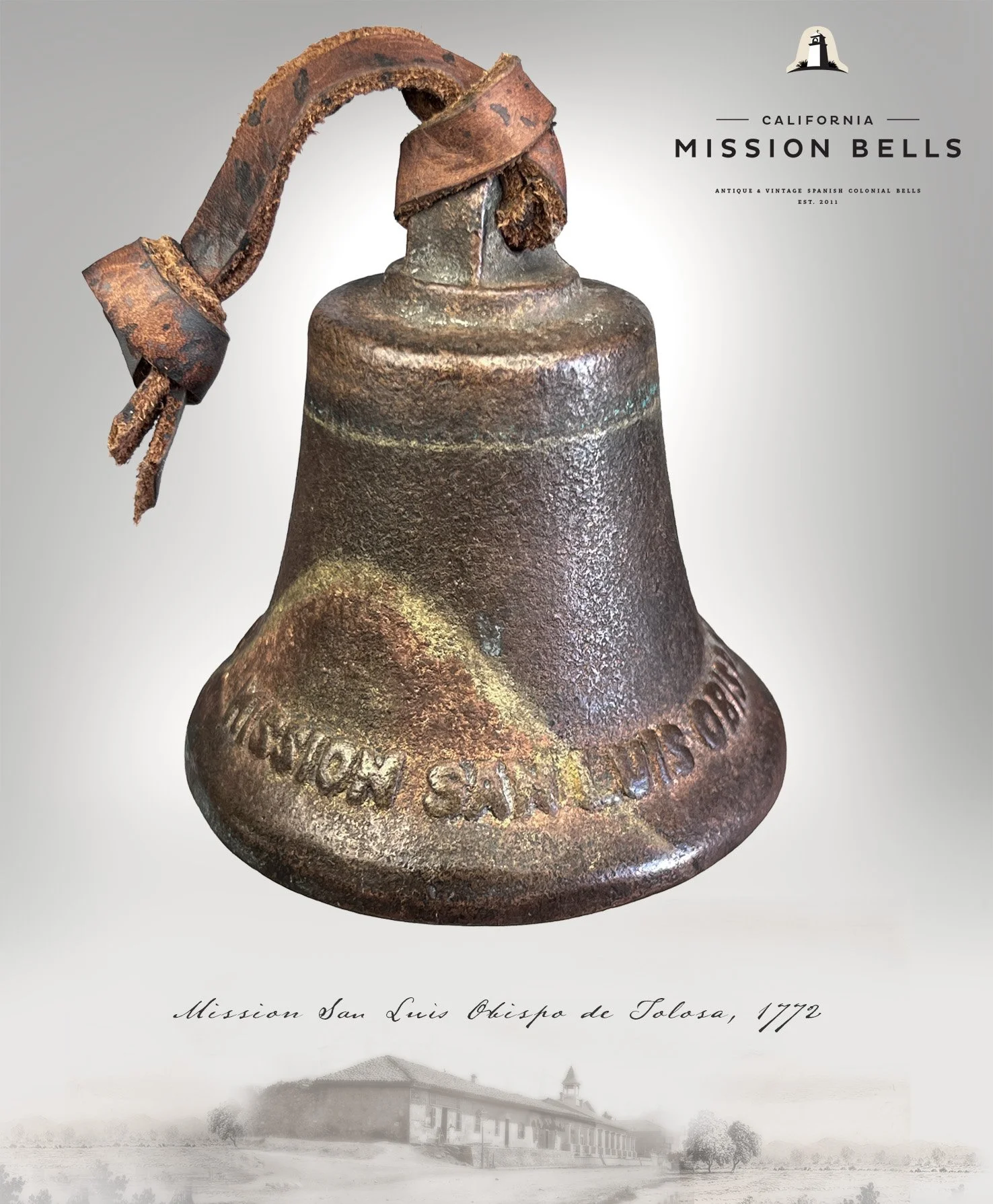 Antique Mission Bell, San Luis Obispo, Forbes. El Camino Real mission bells for sale. Used mission bells for sale.