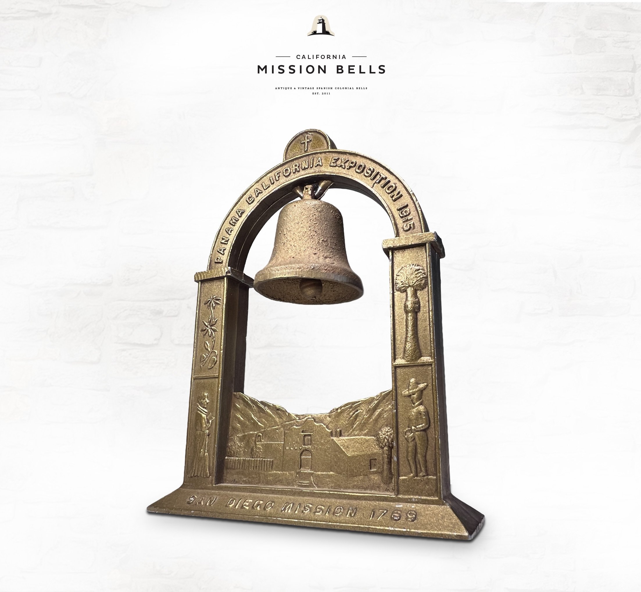 Antique 1915 Panama California Exposition Mission San Diego Bell Souvenir