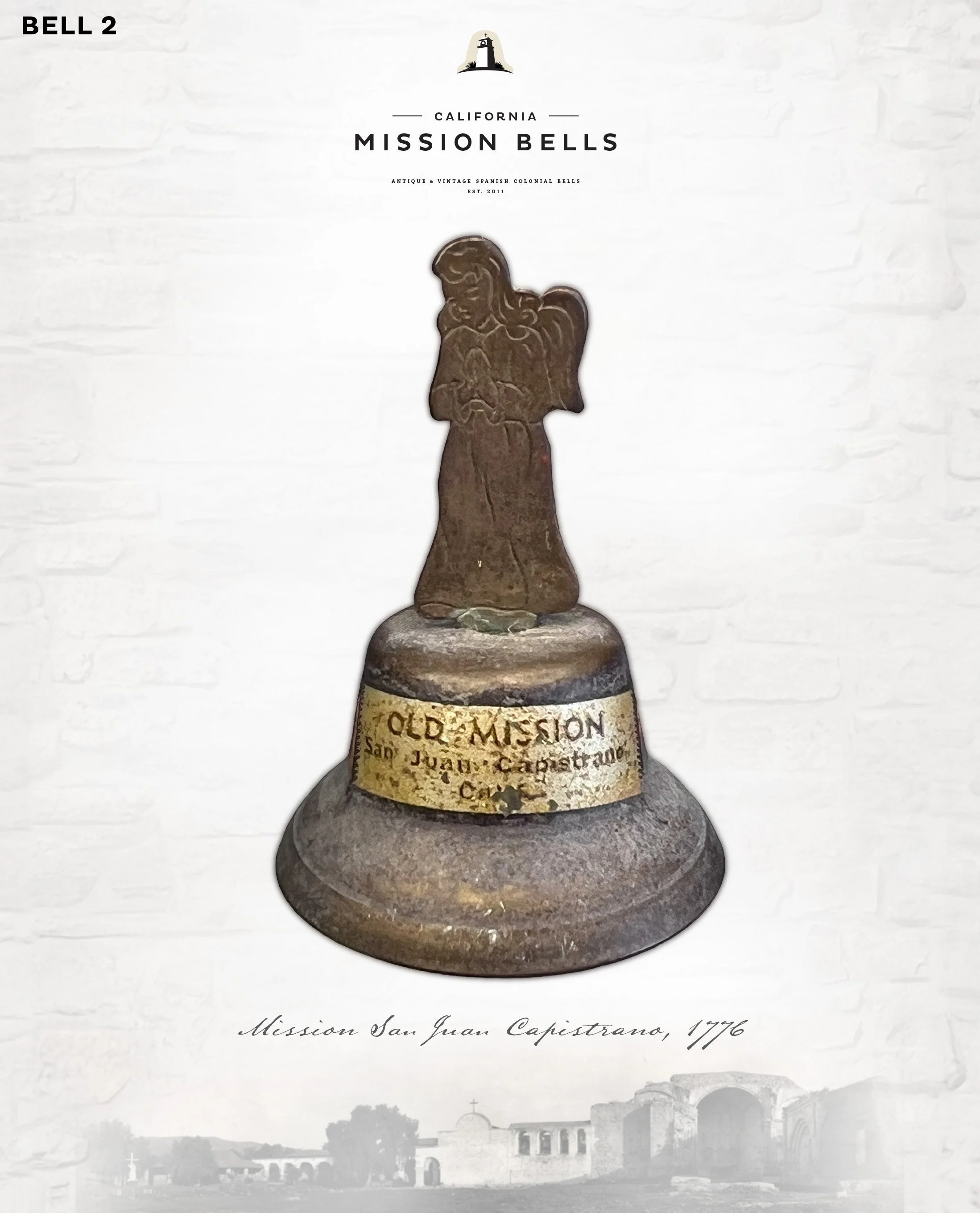 Antique Mission San Juan Capistrano Souvenir Bell, 1b.jpg