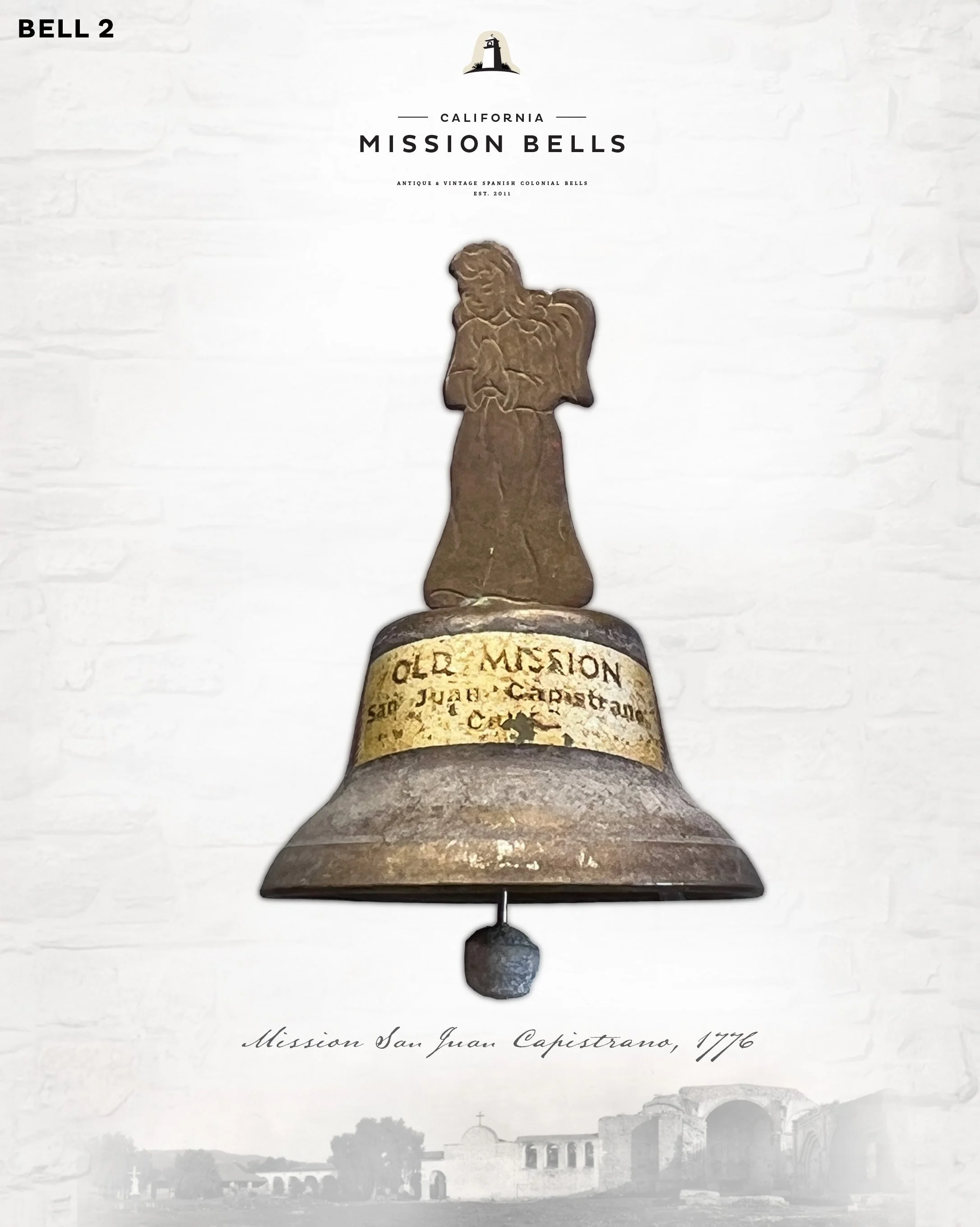 Antique Mission San Juan Capistrano Souvenir Bell, 1a.jpg
