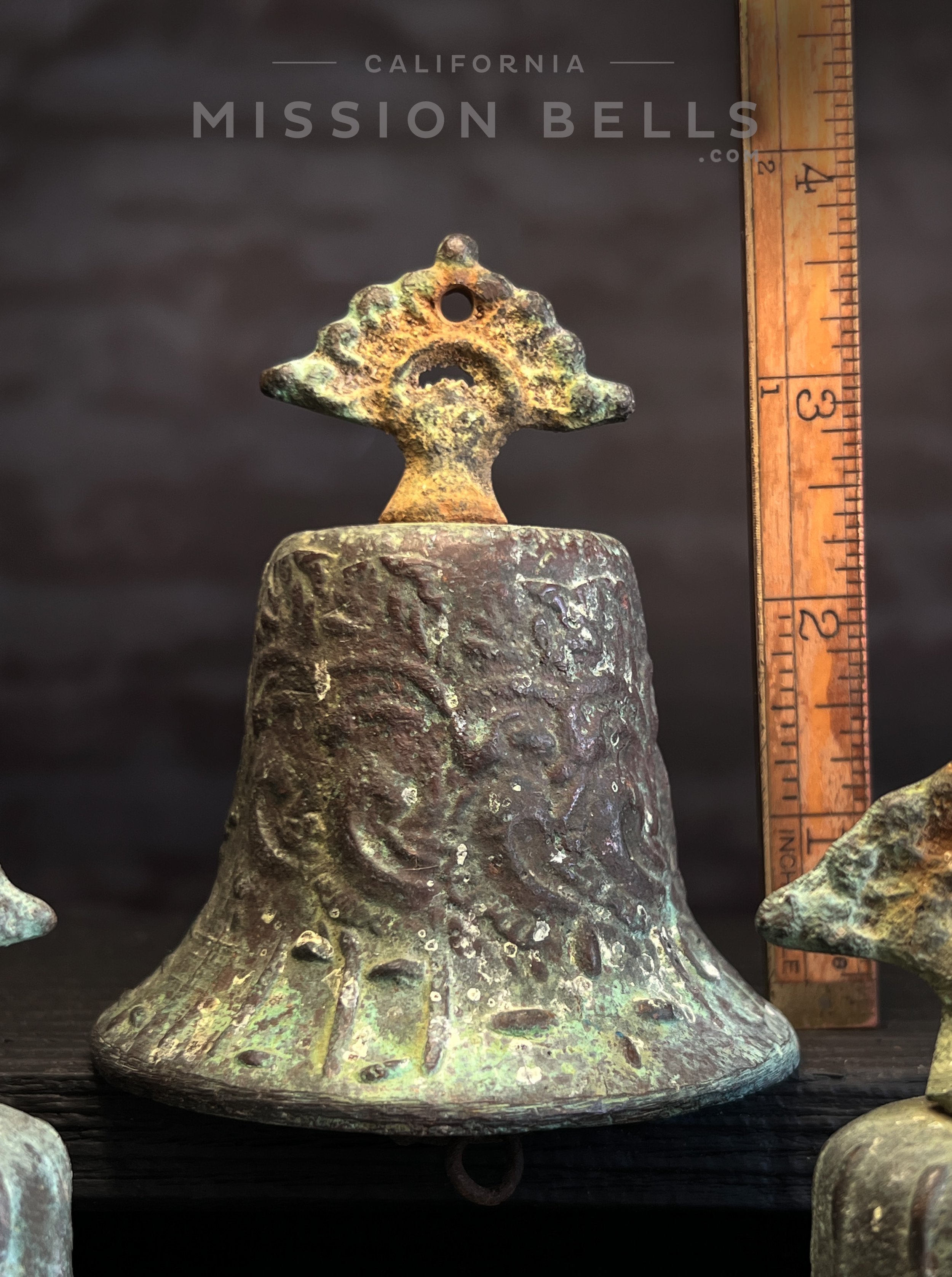 Used mission bells for sale. Bronze Spanish Colonial handbell.
