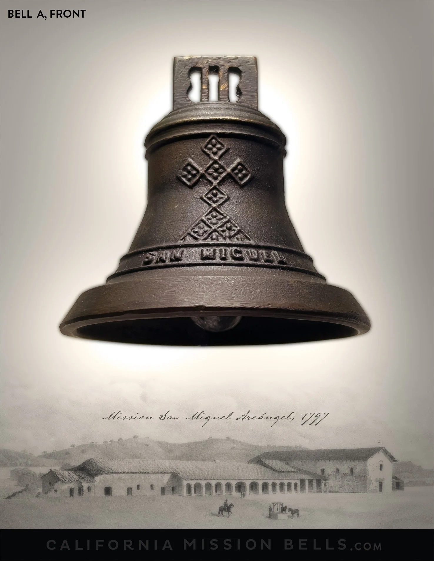 Mission San Miguel Arcangel Bell Replicas, Old Bells for Sale, El Camino Real bells for sale