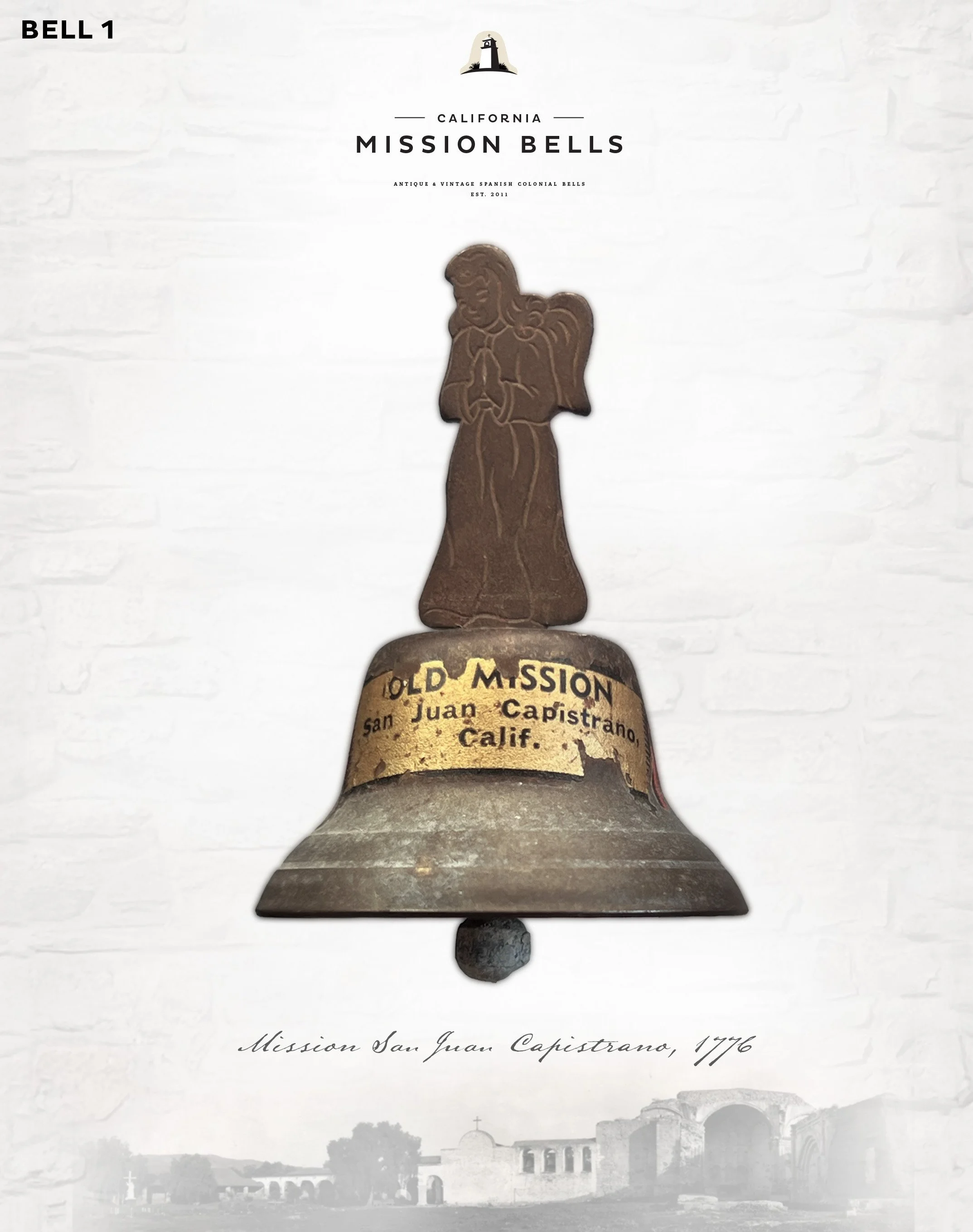 Antique Mission San Juan Capistrano Souvenir Bell, 2b.jpg