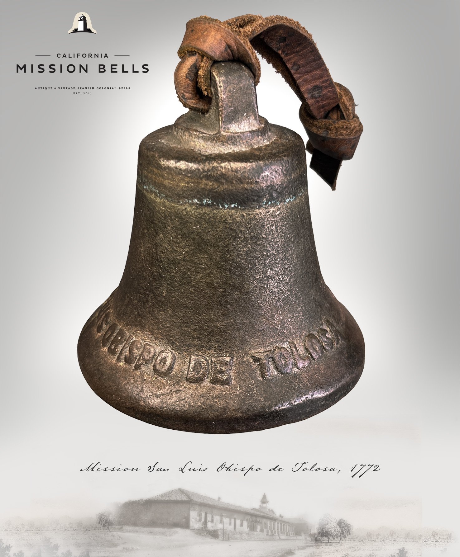 Antique Mission Bell, San Luis Obispo, Forbes. El Camino Real mission bells for sale. Used mission bells for sale.