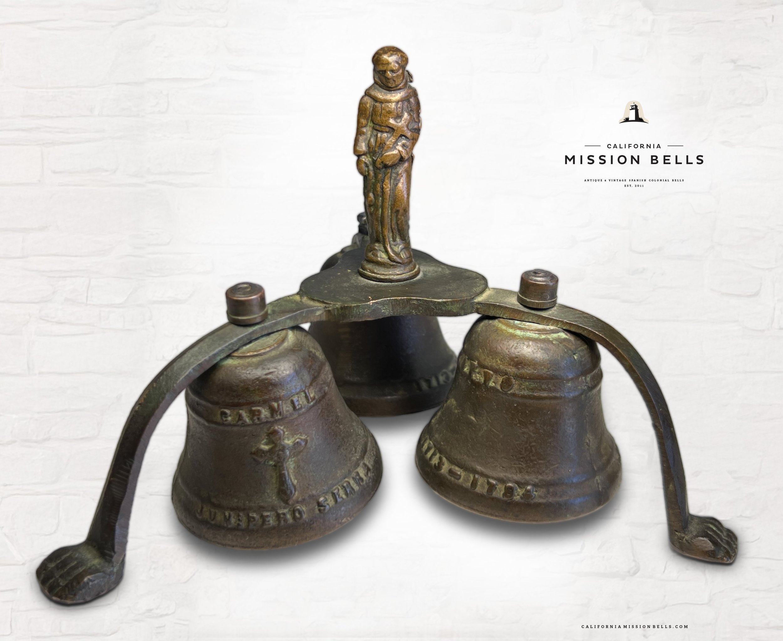 Antique Father Serra Mission Carmel Altar Bell Chime 1a.jpg