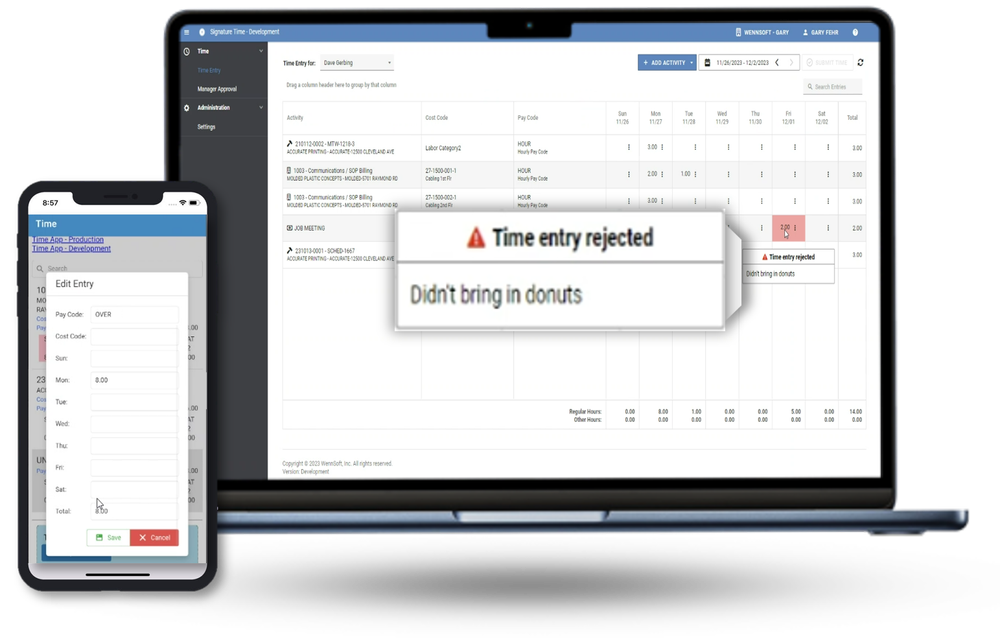 The only time entry mobile solution integrated into Signature ...