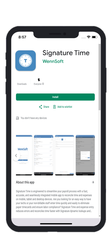 The only time entry mobile solution integrated into Signature ...
