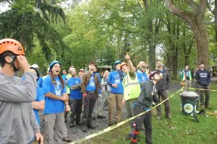Jim Roach walks climbers through the details of the Work Climb Event.