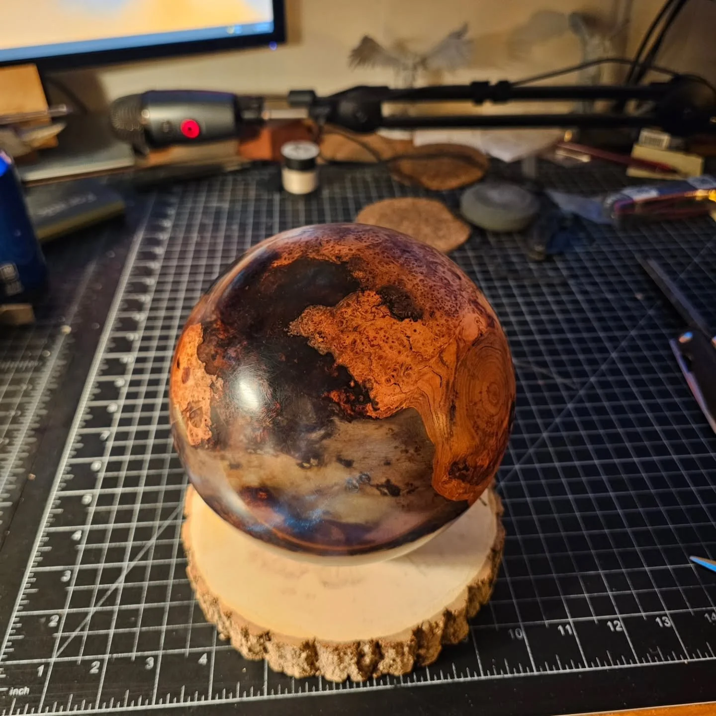 Maple Burl and epoxy sphere for @longgonz