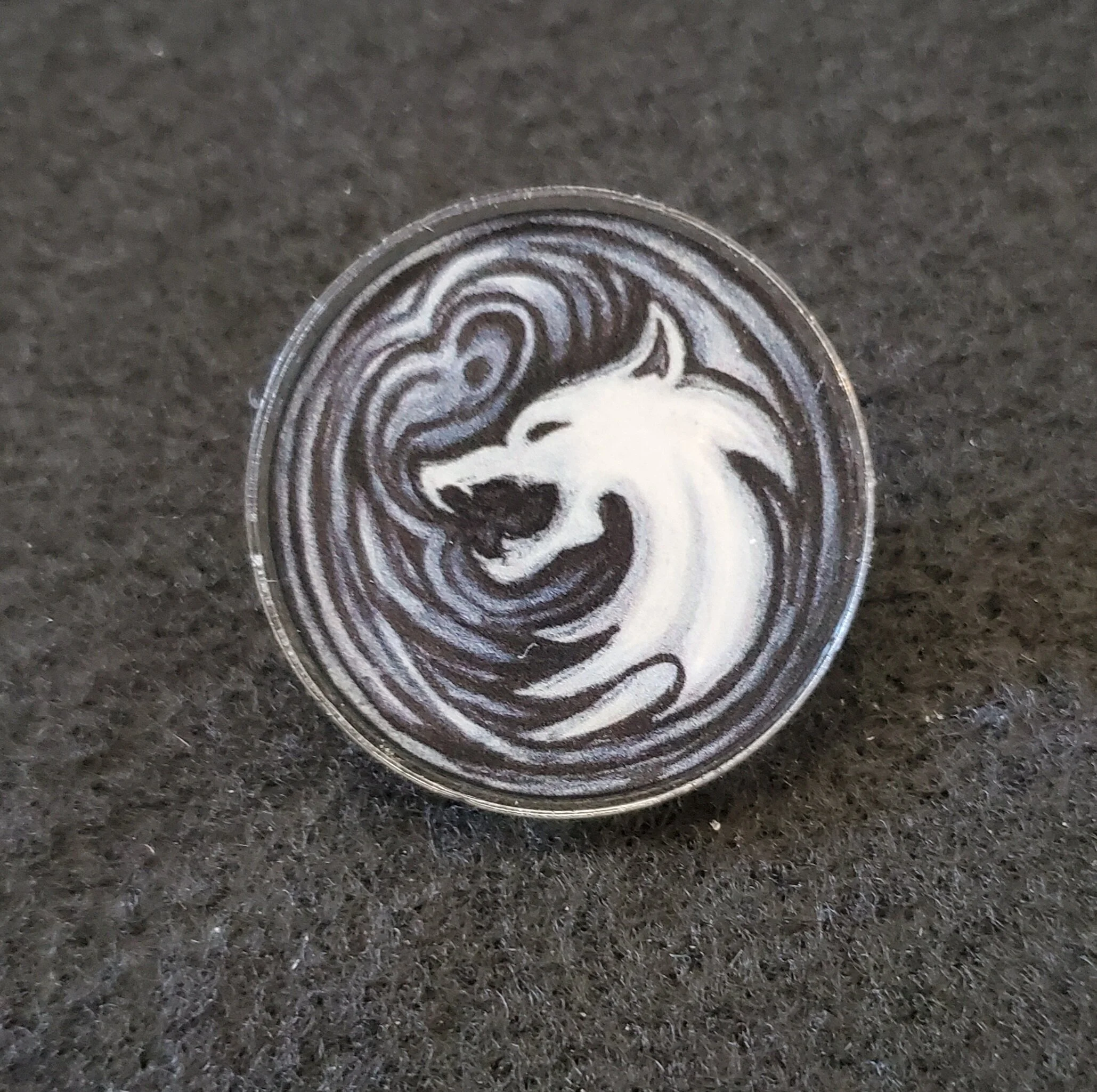 White Wolf Acrylic Pin