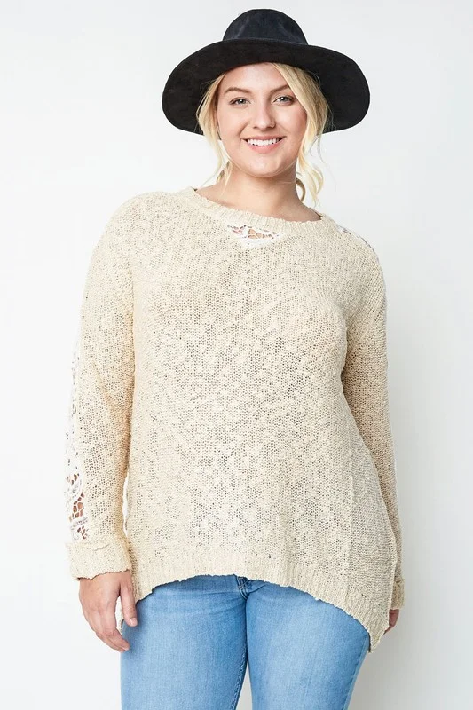 Lace sleeve Plus size sweater 1.jpg